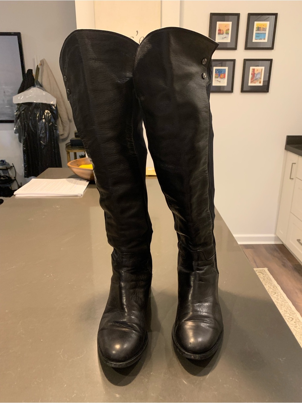 Browns Black Knee-High Leather Boots